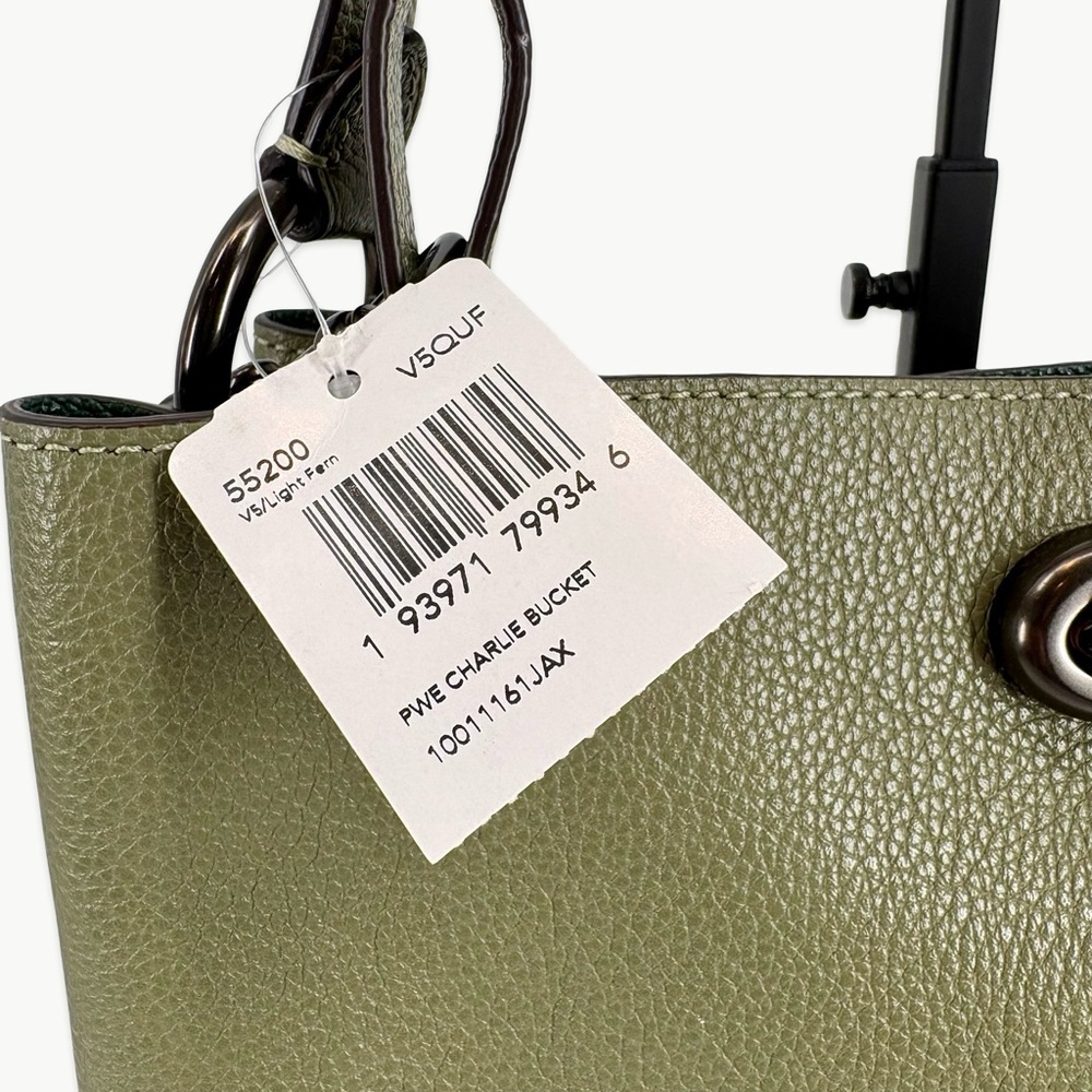 Coach Charlie Bucket 21 Crossbody Pebbled Leather Light Fern Green New Classic - Picture 2 of 15